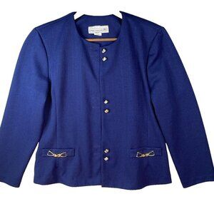 VTG Pablo Collection Womens BLue Light Blazer Jacket Made In‎ USA Size Petite 12